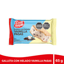 GALLETA HELADO VAINILLA PASAS CREM HELADO 65GR