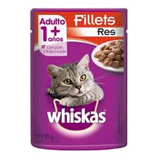 WHISKAS ADULTO FILLETS RES SOBRE 85GR